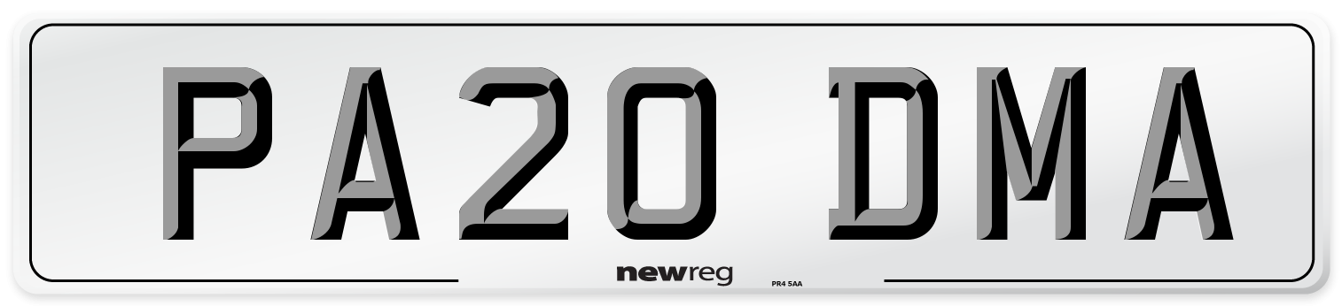 PA20 DMA Number Plate from New Reg